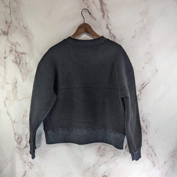 Everlane Sweatshirt Womens Black The Sherpa Teddy Fuzzy Fleece Renew Crew - Picture 6 of 14